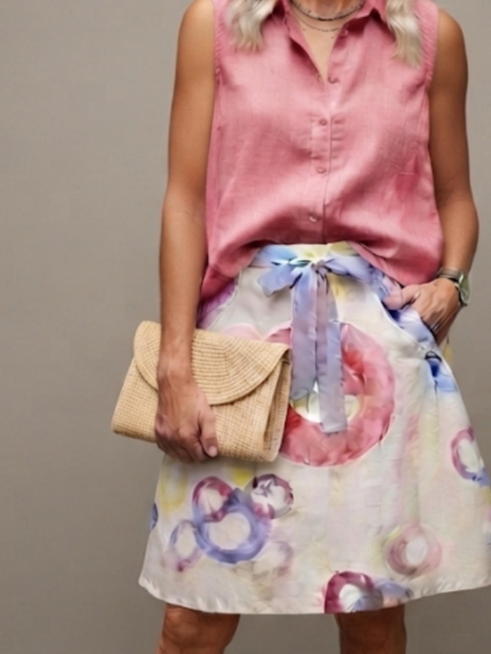 Anthropologie FEI Skirt A-line Fit Pockets Detachable Belt Cotton Pockets Sz 4